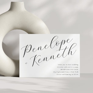 Elegante Script kalligrafie Stijlvolle witte bruil Kaart