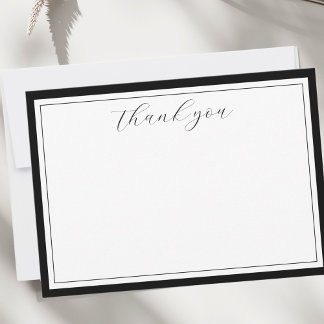 Elegante Script kalligrafie zwart dank u kaart