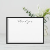 Elegante Script kalligrafie zwart dank u kaart (Staand voorkant)