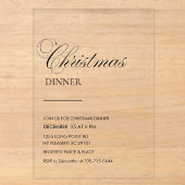 Elegante Script Kerst Dinner Acryl Uitnodigingen (Voorkant)