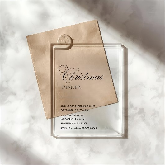 Elegante Script Kerst Dinner Acryl Uitnodigingen