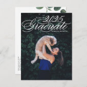 Elegante Script Klas van 2024 Foto Afstudeeruitnod Uitnodiging Briefkaart (Voorkant / Achterkant)