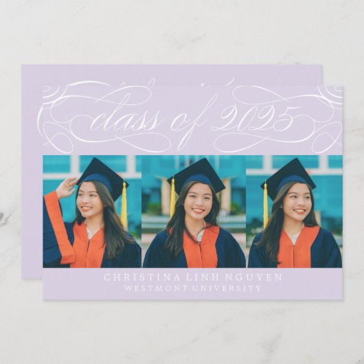 ELEGANTE SCRIPT KLASSE VAN 2025 FOTO AFSTUDEREN KAART (Voorkant / Achterkant)