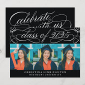 ELEGANTE SCRIPT KLASSE VAN 2025 FOTO AFSTUDEREN KAART (Voorkant / Achterkant)