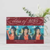 ELEGANTE SCRIPT KLASSE VAN 2025 FOTO AFSTUDEREN KAART (Staand voorkant)