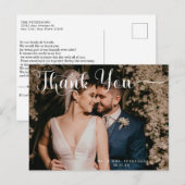 Elegante Script Klassieke Trouwfoto Dankjewel Briefkaart (Voorkant / Achterkant)