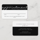Elegante Script Kleurblok Zwart Wit Afspraak Visitekaartje (Voorkant / Achterkant)