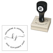 Elegante script koppel naam initiaal save the date rubberstempel (Gestempeld)