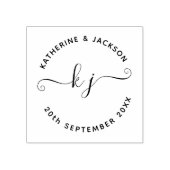 Elegante script koppel naam initiaal save the date rubberstempel (Afrduk)