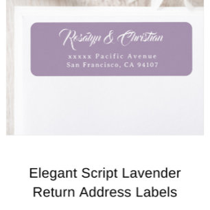 Elegante script lavendel retour adreslabels etiket