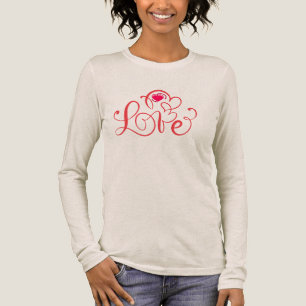 Elegante Script Love Heart Lange Mouwen T-Shirt -