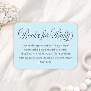 Elegante Script Lt. Blauwe Baby Shower Boeken Voor Informatiekaartje