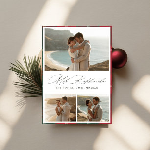 Elegante Script Mele Kalikimaka Jonggehuwd 3 Foto' Feestdagenkaart