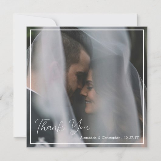 Elegante Script Minimalistische Trouw Dankkaart Bedankkaart (Voorkant)