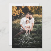 Elegante script moderne foto eucalyptus traditione feestdagenkaart (Voorkant)