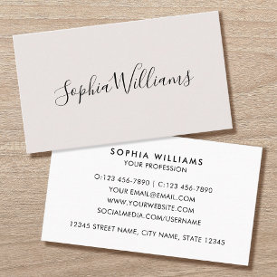 Elegante script moderne minimalistische off-white visitekaartje
