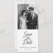 Elegante Script Moderne QR Code Foto Boeklegger Save The Date (Voorkant)