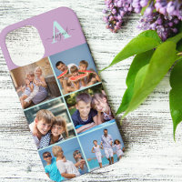 Elegante Script Monogram 6 Foto Lila en Mintgroen