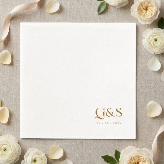 Elegante script monogram en datum bruiloft servet