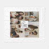 Elegante Script Monogram Foto Collage Fleece Deken (Voorkant (Horizontaal))