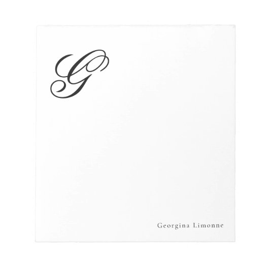 Elegante script monogram gepersonaliseerd notitieblok (Voorkant)