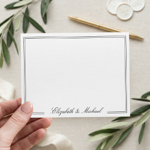Elegante script monogram naam koppels notitiekaartje
