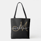 Elegante script monogram naam modern chic draagtas (Achterkant)