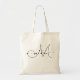 Elegante script monogram naam modern trendy tote bag