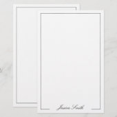 Elegante script monogram naamrand briefpapier (Voorkant / Achterkant)