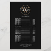 Elegante Script Monogram Salon Service Menu (Voorkant)