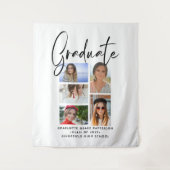 Elegante script multi-foto afstudeerders cadeau wandkleed (Voorkant)