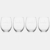 Elegante Script Naam Datum Bruidsmeisje Gift Wijnglas Zonder Voet (Achterkant)