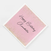 Elegante Script Naam Gouden Glitter op Blush Pink Servet (Hoek)
