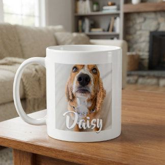 Elegante script naam Puppy Hond Kat Huisdier Foto Koffiemok