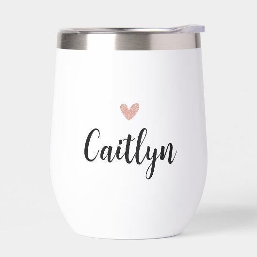 Elegante Script Naam & Roos Gouden Hart (Links)