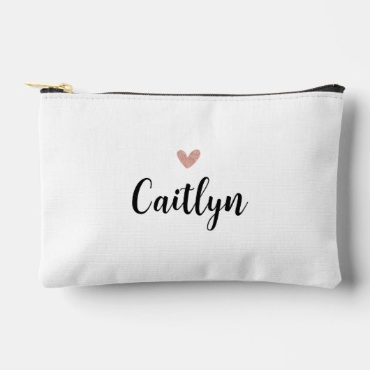 Elegante Script Naam & Roos Gouden Hart Etui (Voorkant)