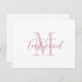 Elegante Script Naam Roze Monogram Platte Nota Kaa Notitiekaartje (Voorkant / Achterkant)