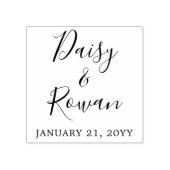 Elegante script naam van het koppel met trouwdatum 	rubberstempel (Afrduk)