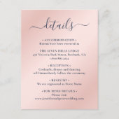Elegante script Navy Blue en Blush Bruiloft Detail Informatiekaartje (Voorkant)