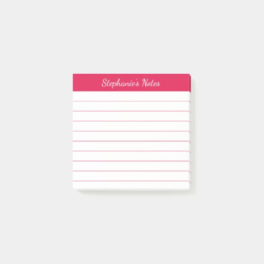 Elegante script notities kersrood gelinieerd post-it® notes (Voorkant)