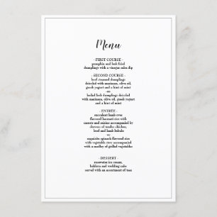 Elegante script omrande trouw diner menu