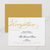 Elegante Script Ontvartkaart - Goud & Zwart Informatiekaartje (Voorkant / Achterkant)