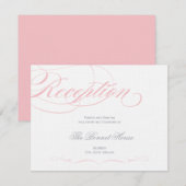 Elegante Script Ontvemkaart - Roze Roos Informatiekaartje (Voorkant / Achterkant)