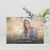 Elegante Script Overlay 2 Foto Afstuderen Aankondiging (Staand voorkant)