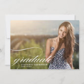 Elegante Script Overlay Photo Graduation Party Kaart (Voorkant)