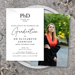 Elegante Script PhD-diploma foto afstudeerfeest Kaart