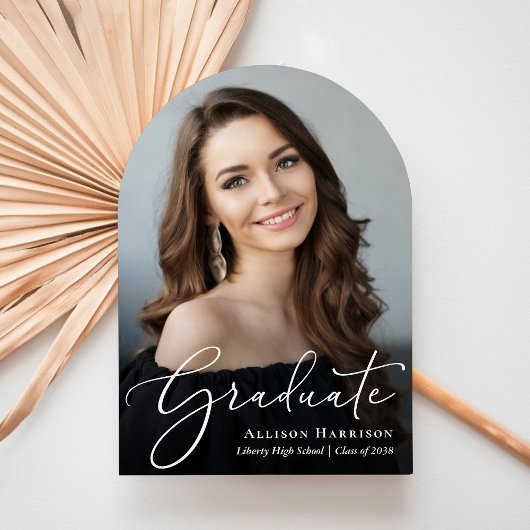 Elegante Script Photo Graduation Party Arch Kaart