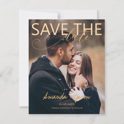 Elegante Script Photo Modern Wedding Save the Date (Voorkant)