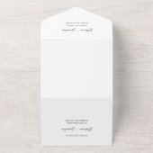 Elegante Script Photo Overlay QR-code Bruiloft All In One Uitnodiging (Buitenkant)