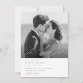 Elegante Script QR Code Foto Budget Bruiloft Kaart (Voorkant)